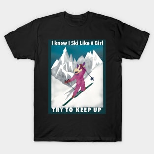 Pretty Girl Downhill Skier T-Shirt